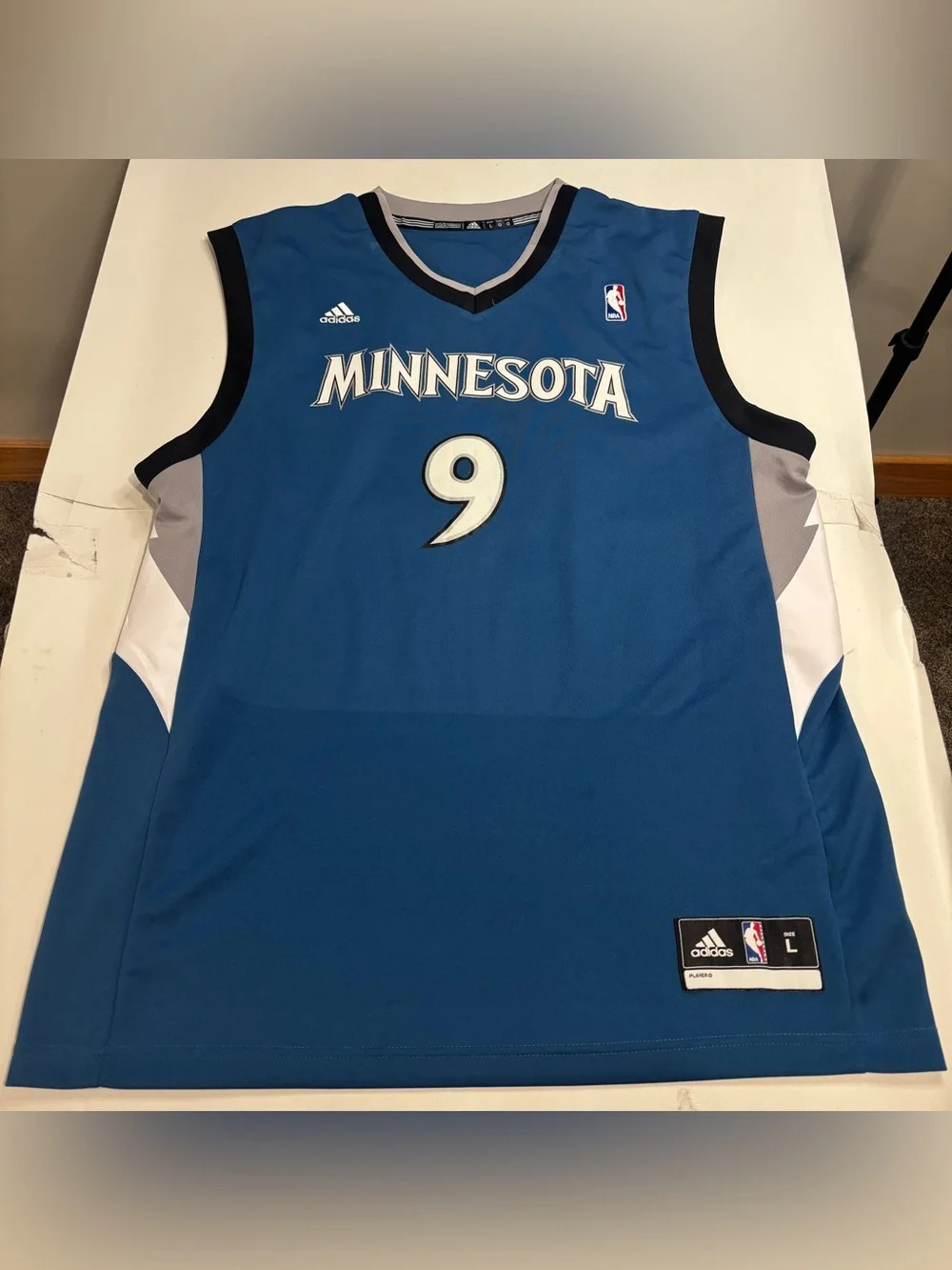 Adidas NBA Authentics Minnesota Timberwolves Ricky Rubio #9 Jersey Large